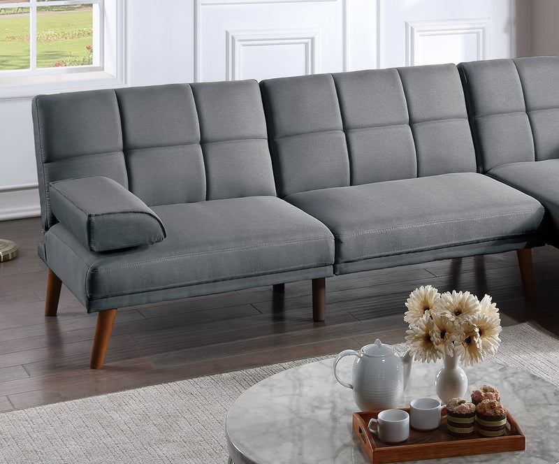 Blue Grey Color Polyfiber Sectional Sofa Set Living Room Furniture Solid wood Legs Tufted Couch Adjustable Sofa Chaise