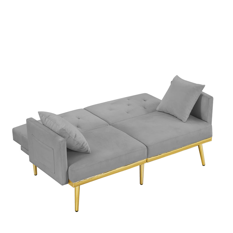 GREY VELVET  SOFA BED