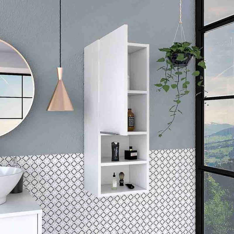 Medicine Cabinet Hazelton, Open and Interior Shelves, White Finish