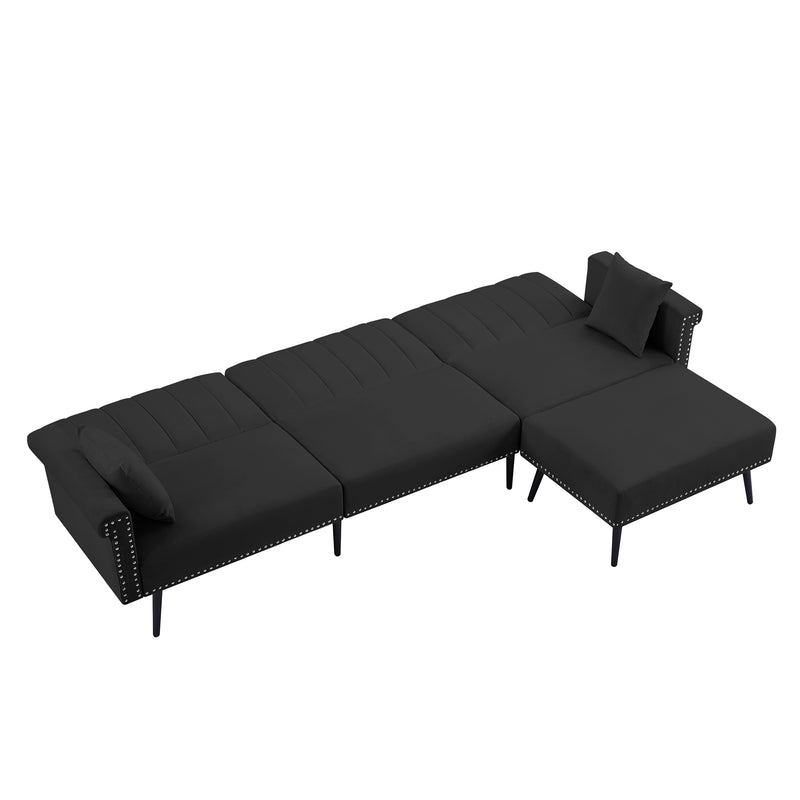 BLACK  SECTIONAL SOFA BED