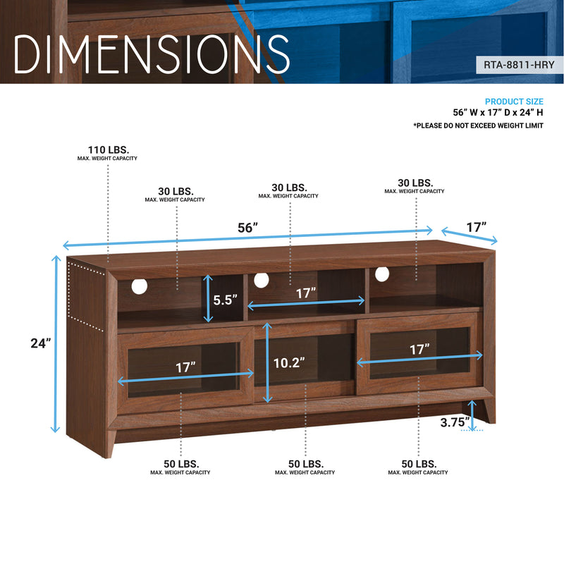 Techni Mobili Modern TV Stand with Storage for TVs Up To 60", Hickory