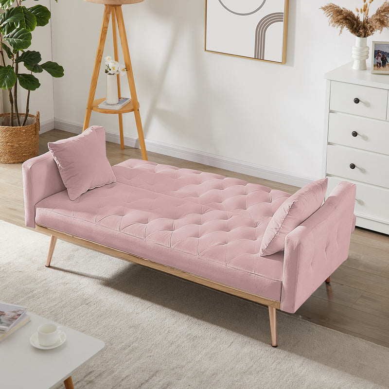 PINK  VELVET SOFA BED