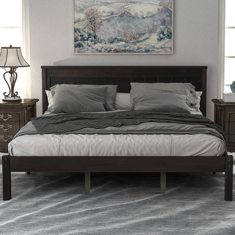 Platform Bed Frame with Headboard , Wood Slat Support , No Box Spring Needed